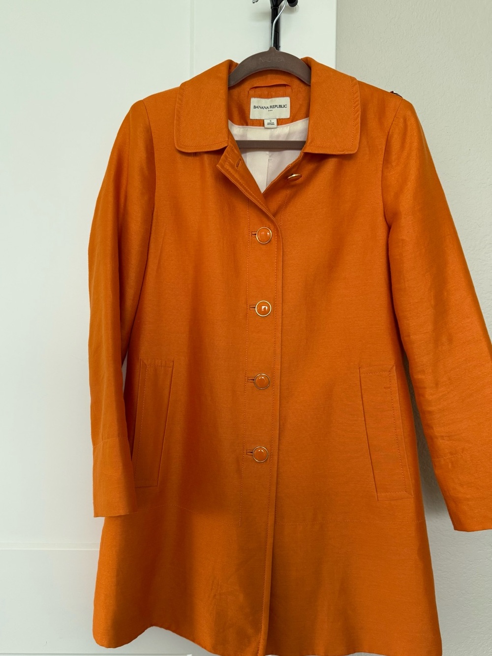 Banana Republic Orange Silk Blend Mid-Length Trench Coat Jacket size small